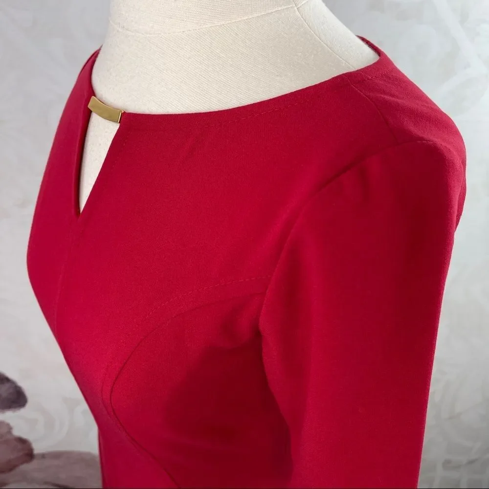 Tahari Arthur S. Levine red classy dress Size 2 Petite - Picture 7 of 13